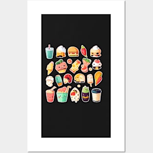 Cute happy food sticker pack Posters and Art